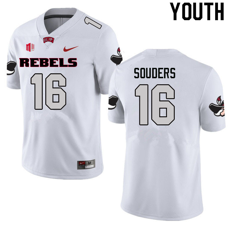 Youth #16 Kalvin Souders UNLV Rebels College Football Jerseys Sale-White - Click Image to Close